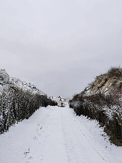 Strandaufgang auf Juist im Winter
