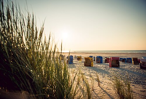 Kreativinsel Juist mit Sonnenuntergang am Strand