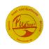 Logo Pur Juist Insel- und Surfmode - rund und gelb mit roter Beschriftung 
